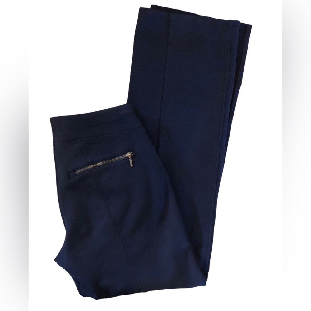 Athleta Chalet Yoga Pant Navy S Pull On Slant Zipper Pockets Athleisure Stretch